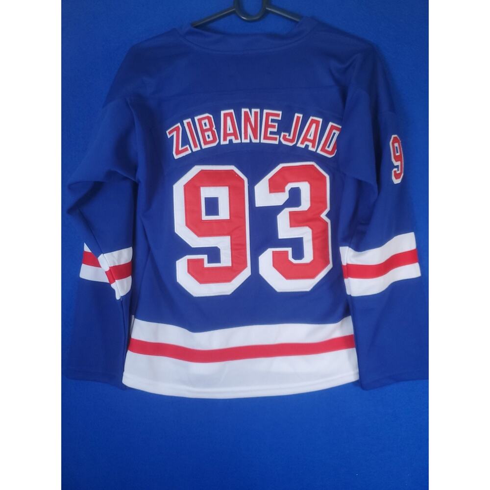 Reebok NY Rangers Mika Zibanejad 93 Blue Lace Up Hockey Jersey Women Size Large - Picture 7 of 16